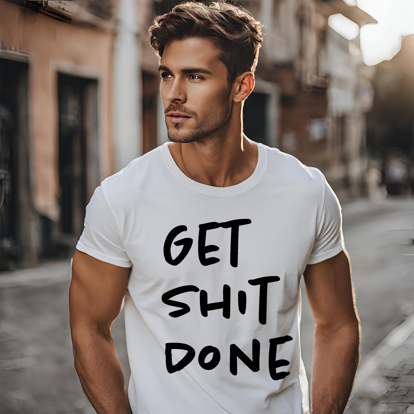 Get Shit Done - Short Sleeve Printed Cotton T-shirt (Available in White and Black)