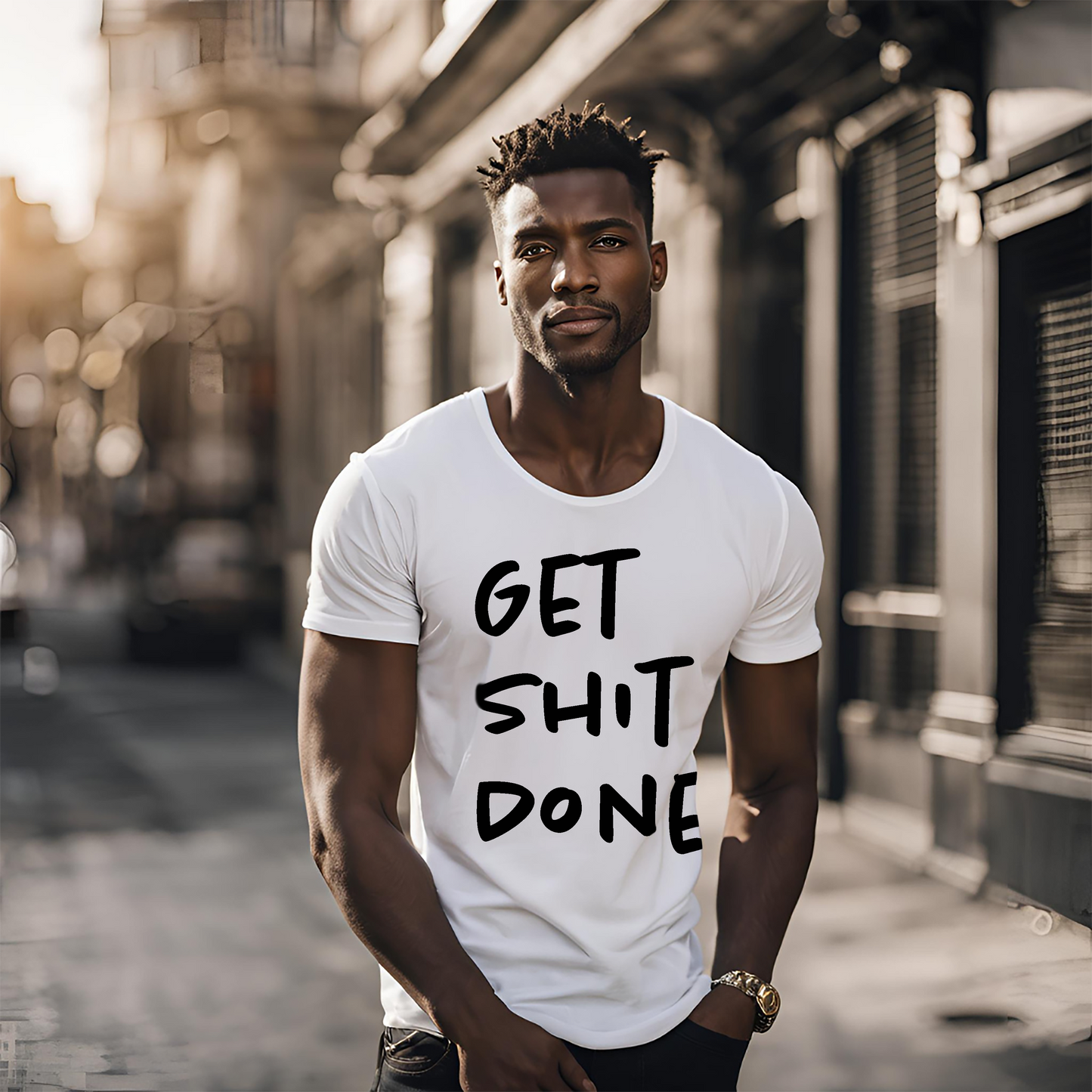 Get Shit Done - Short Sleeve Printed Cotton T-shirt (Available in White and Black)